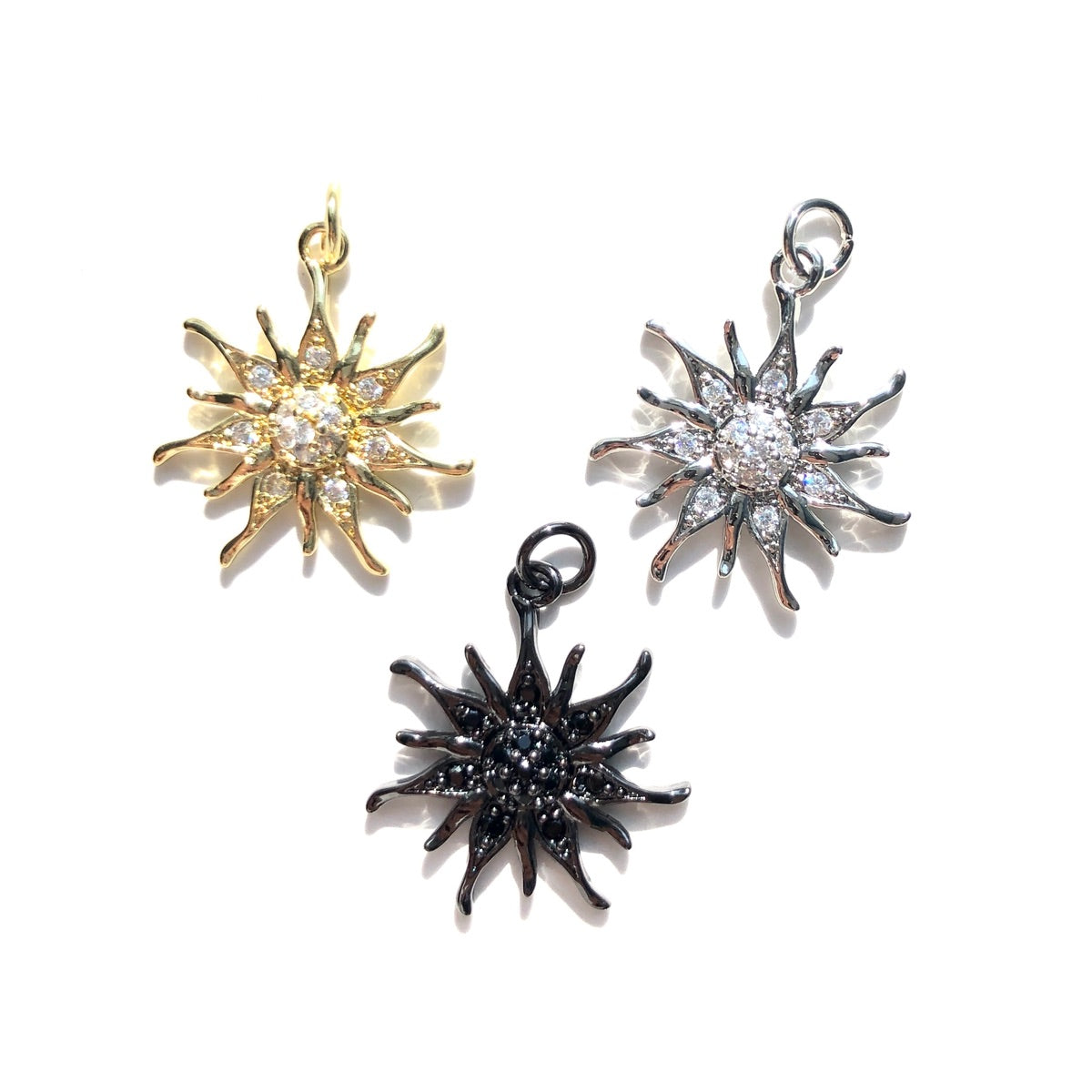 10pcs/lot CZ Paved Moon and Sun Charms