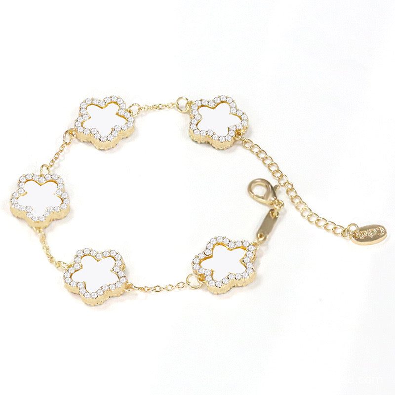 12pcs/lot Bling Rhinestone Pave Colorful Flower Bracelets White Women Bracelets Charms Beads Beyond