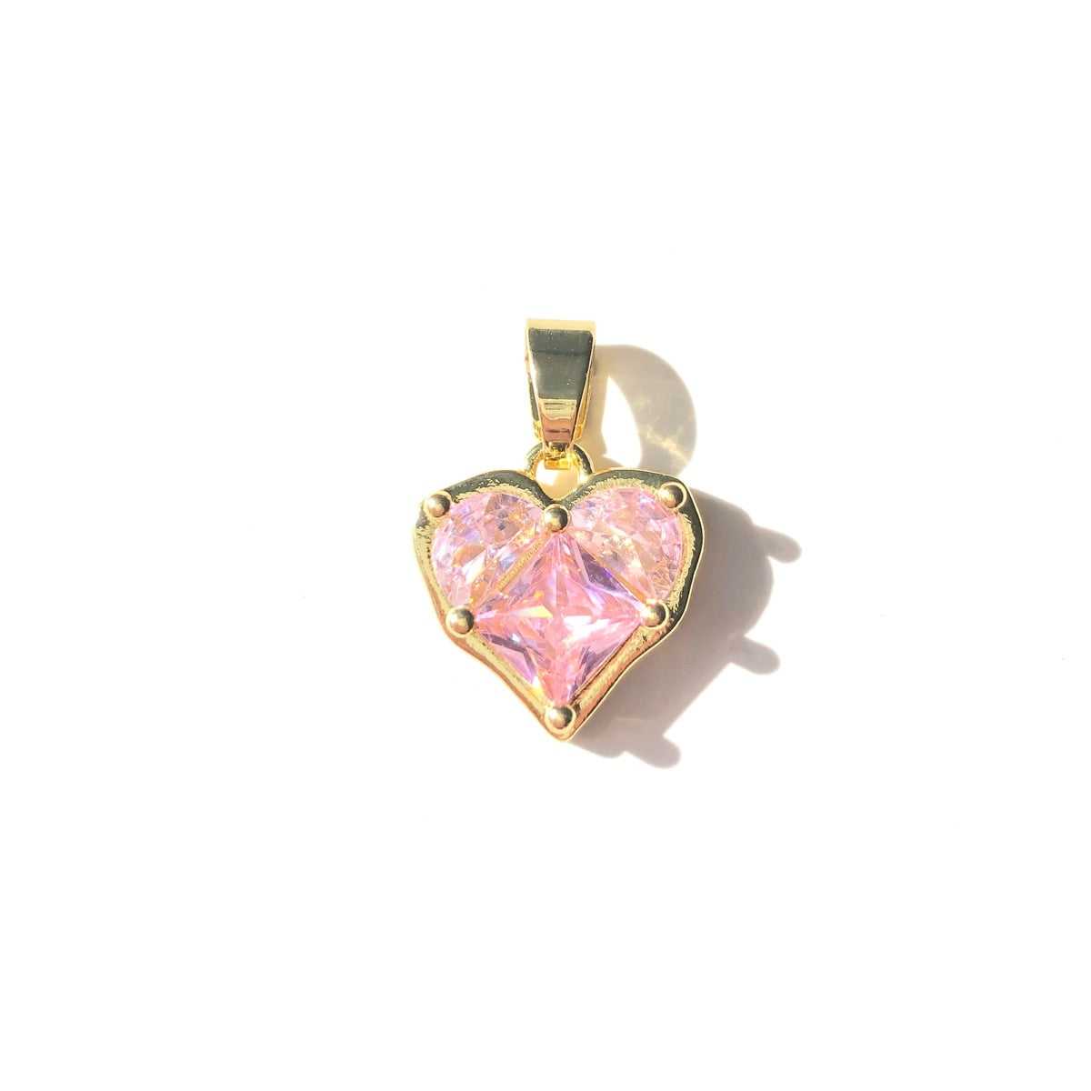 10pcs/lot 20*14mm Purple Pink Red Clear CZ Paved Heart Charms Pink on Gold CZ Paved Charms Hearts New Charms Arrivals Charms Beads Beyond