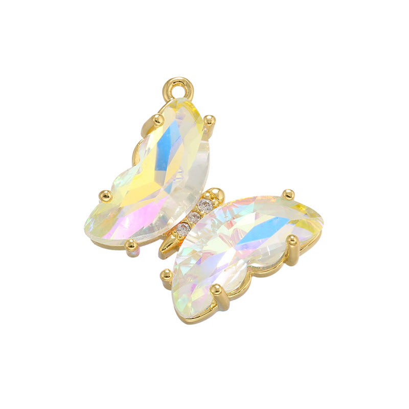 10pcs/lot 15.5*13mm Colorful Crystal Glass Butterfly Charms Clear AB CZ Paved Charms Butterflies Charms Beads Beyond