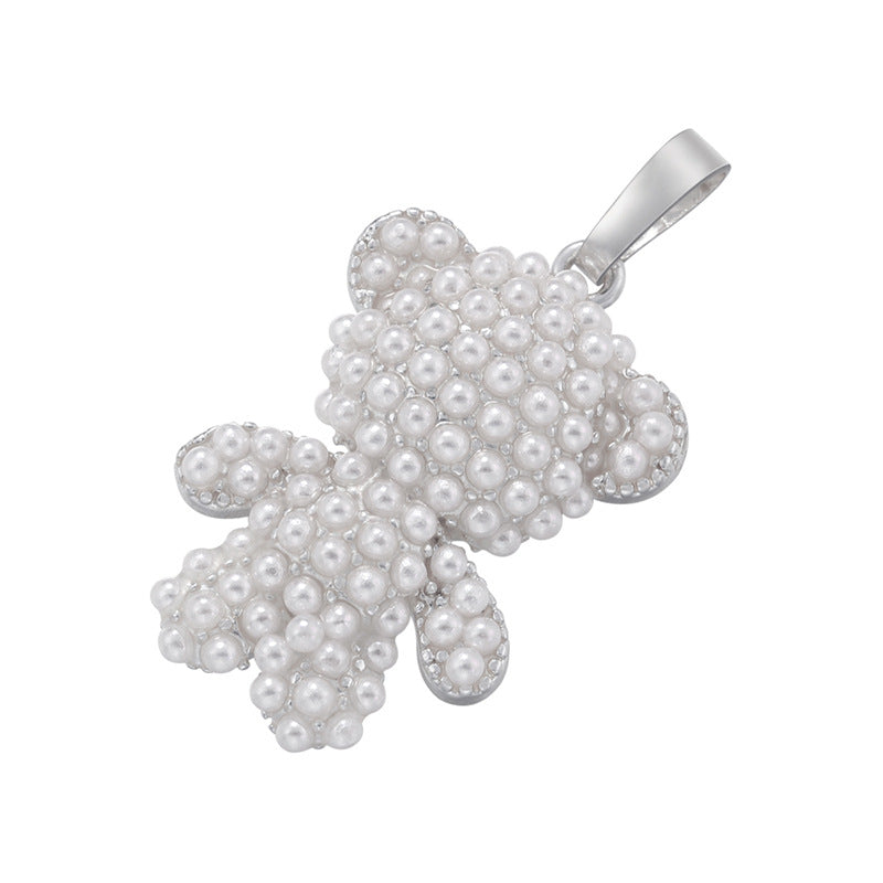 10pcs/lot Pearl Pave Gold Silver Cute Bear Charms Style 1 Silver CZ Paved Charms Animals & Insects Charms Beads Beyond