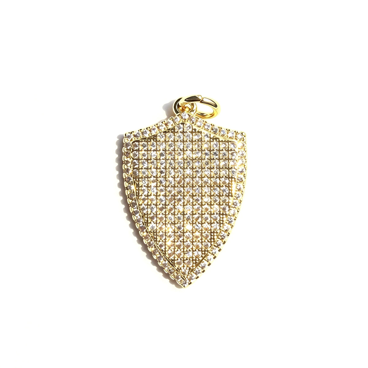 10pcs/lot 28.3*18.5mm CZ Paved Shield Charms Gold CZ Paved Charms Geometrics Large Sizes Charms Beads Beyond