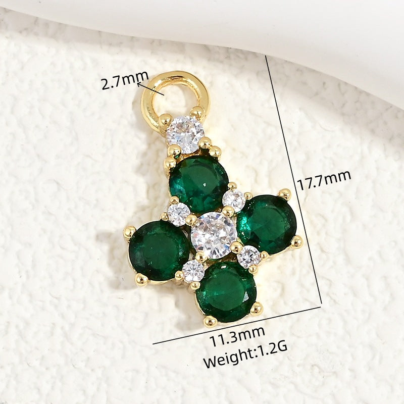10pcs/lot Small Size Pink Green Clear CZ Paved Clover Flower Charms CZ Paved Charms Flowers Small Sizes Charms Beads Beyond