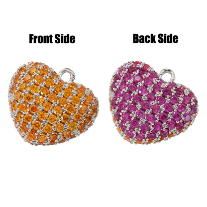 10pcs/lot Colorful CZ Paved 3D Cute Heart Bone Charms Hearts on Silver CZ Paved Charms Hearts Small Sizes Charms Beads Beyond