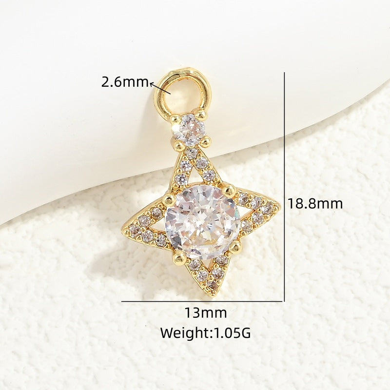 10pcs/lot Small Size Blue Pink Green Clear CZ Paved Star Charms CZ Paved Charms Small Sizes Sun Moon Stars Charms Beads Beyond