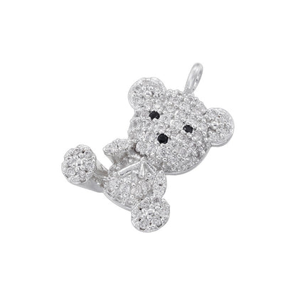 10pcs/lot CZ Paved Cute Small Bear Charms Silver CZ Paved Charms Animals & Insects New Charms Arrivals Charms Beads Beyond