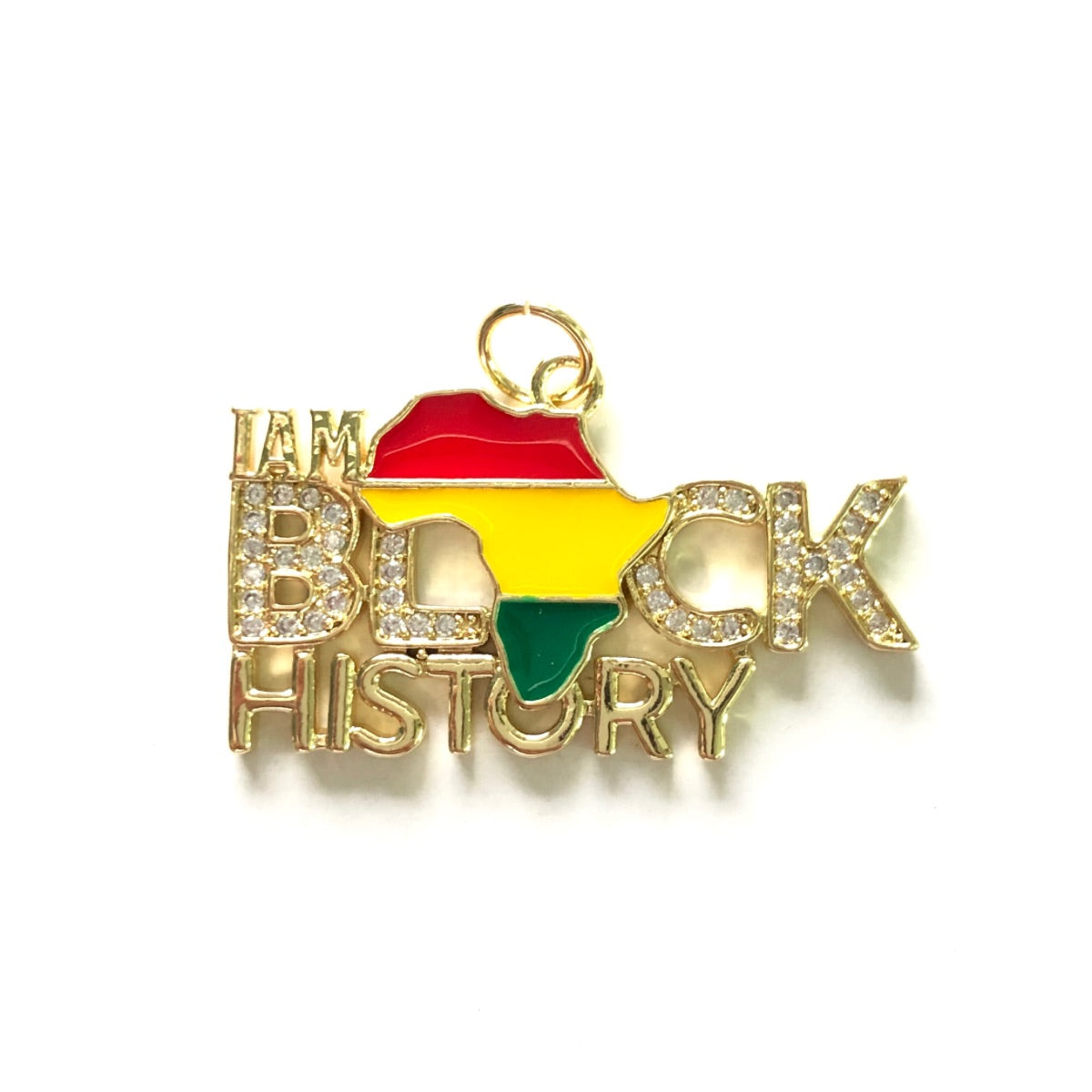 10pcs/lot CZ Pave I am Black History Word Charms for Juneteenth Awareness Gold CZ Paved Charms Juneteenth & Black History Month Awareness New Charms Arrivals Charms Beads Beyond