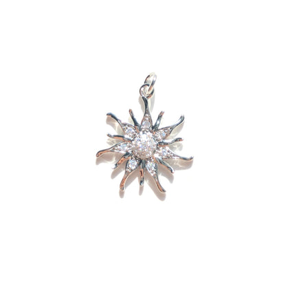 10pcs/lot CZ Paved Moon and Sun Charms