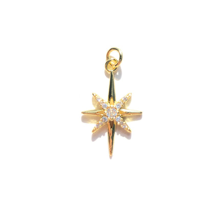 10pcs/lot 24*15mm CZ Paved North Star Charms