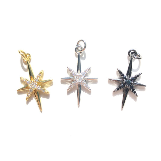 10pcs/lot 24*15mm CZ Paved North Star Charms
