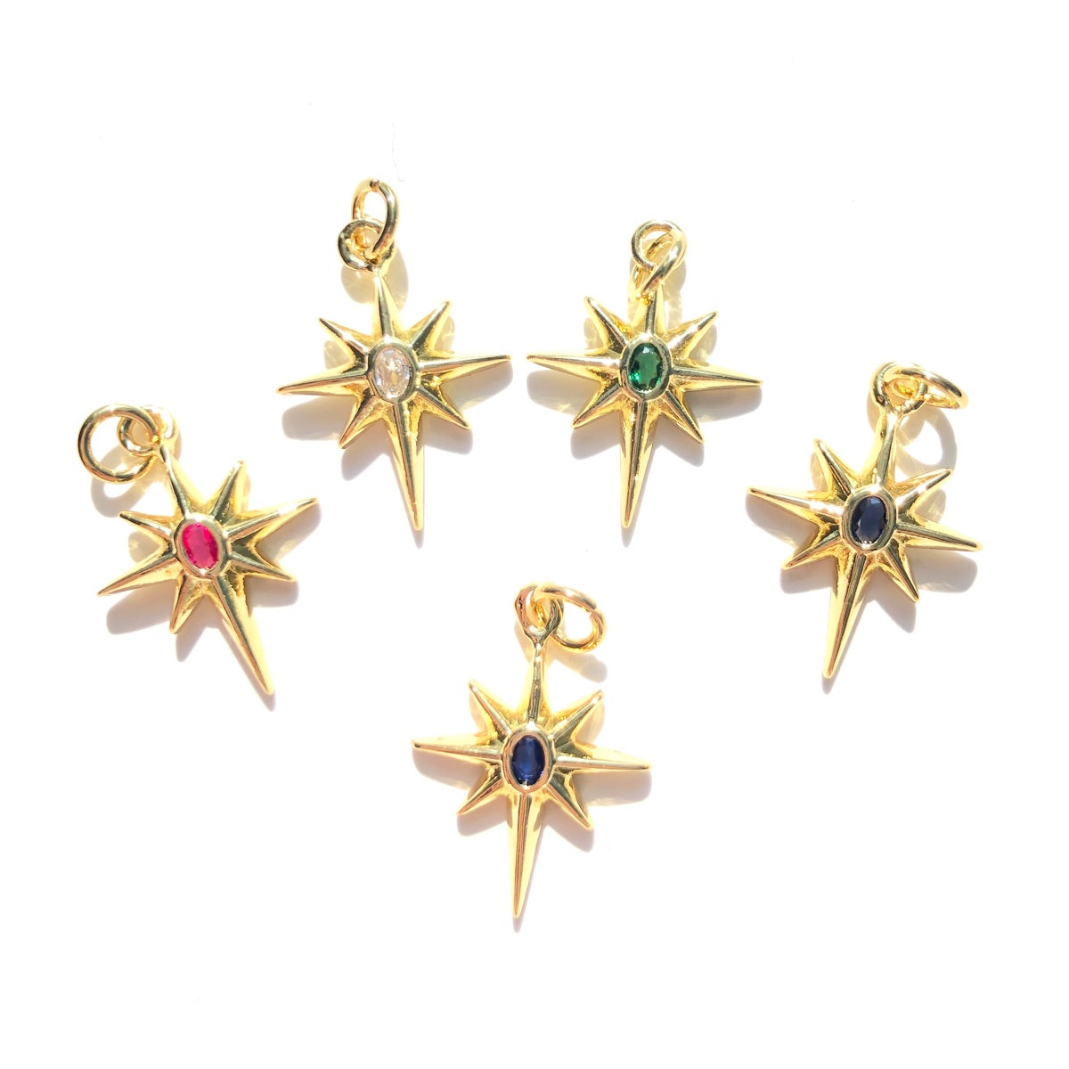 10pcs/lot 20.5*14.7mm Colorful CZ Paved North Star Charms