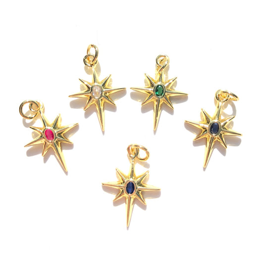 10pcs/lot 20.5*14.7mm Colorful CZ Paved North Star Charms
