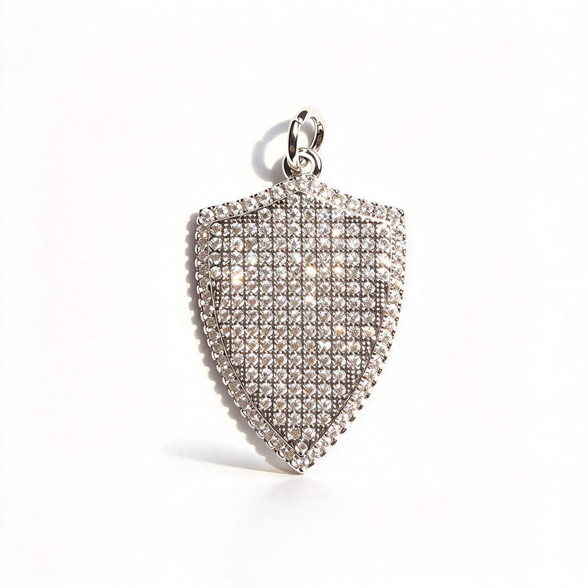 10pcs/lot 28.3*18.5mm CZ Paved Shield Charms Silver CZ Paved Charms Geometrics Large Sizes Charms Beads Beyond