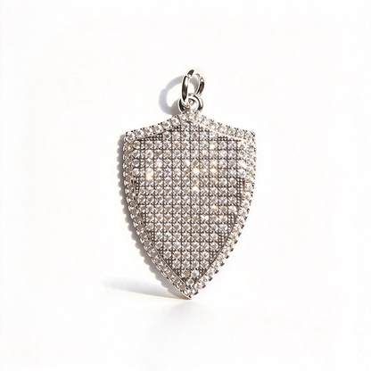 10pcs/lot 28.3*18.5mm CZ Paved Shield Charms Silver CZ Paved Charms Geometrics Large Sizes Charms Beads Beyond