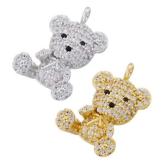 10pcs/lot CZ Paved Cute Small Bear Charms Mix Color CZ Paved Charms Animals & Insects New Charms Arrivals Charms Beads Beyond