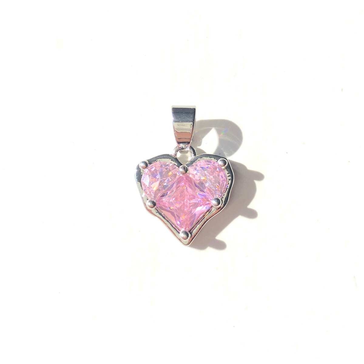 10pcs/lot 20*14mm Purple Pink Red Clear CZ Paved Heart Charms Pink on Silver CZ Paved Charms Hearts New Charms Arrivals Charms Beads Beyond