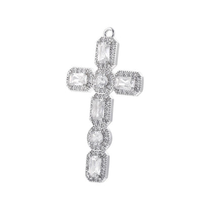 10pcs/lot Multicolor Blue Clear CZ Paved Cross Charms Clear CZ-Silver CZ Paved Charms Crosses New Charms Arrivals Charms Beads Beyond