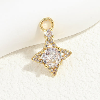 10pcs/lot Small Size Blue Pink Green Clear CZ Paved Star Charms Clear CZ-Gold CZ Paved Charms Small Sizes Sun Moon Stars Charms Beads Beyond