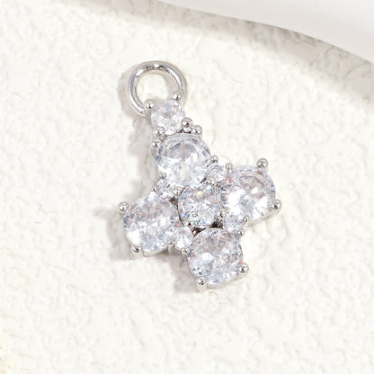 10pcs/lot Small Size Pink Green Clear CZ Paved Clover Flower Charms Clear CZ-Silver CZ Paved Charms Flowers Small Sizes Charms Beads Beyond