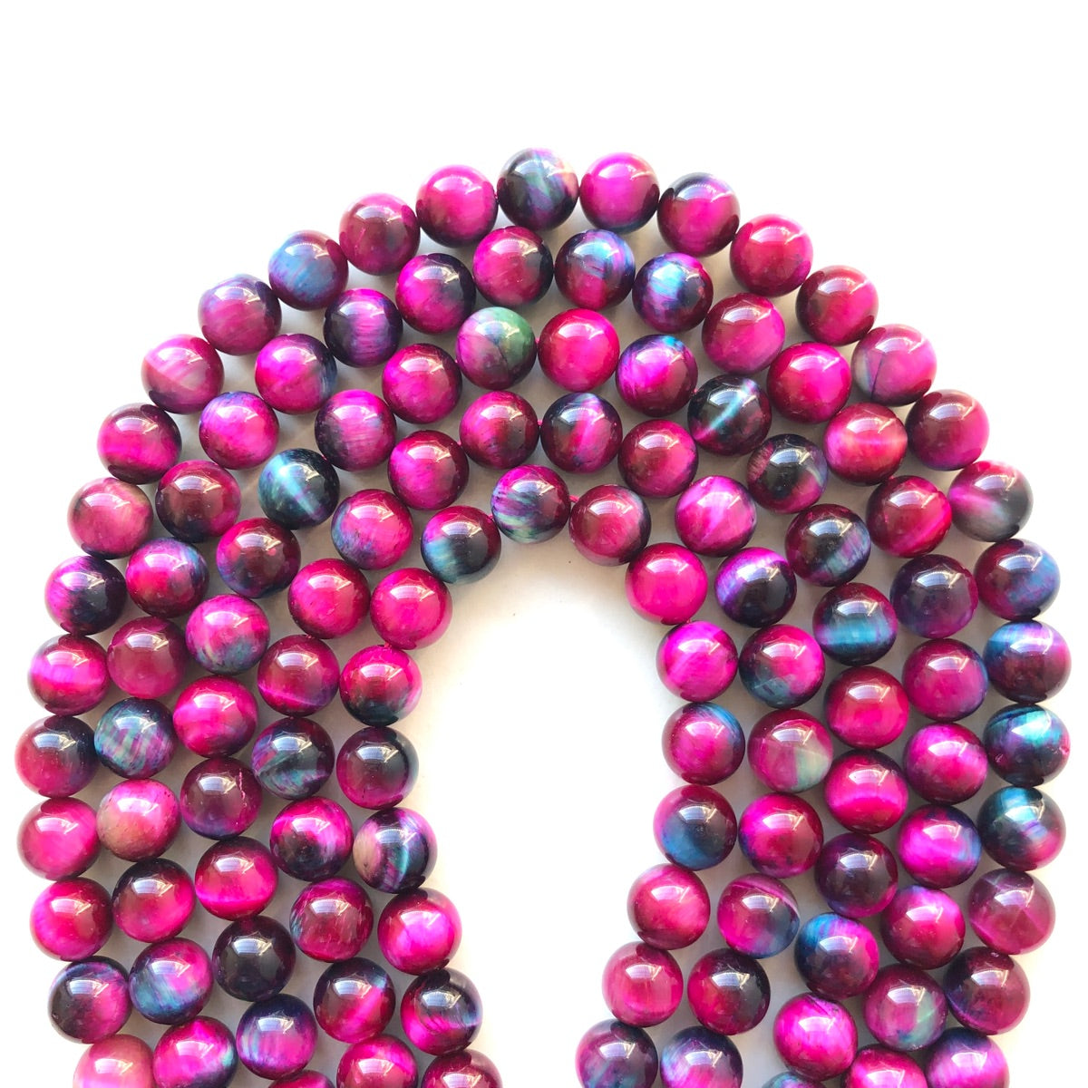10mm Natural Hot Pink Blue Galaxy Tiger Eye Round Stone Beads Stone Beads New Beads Arrivals Tiger Eye Beads Charms Beads Beyond