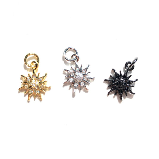 10pcs/lot 13*11mm Mini Size CZ Paved Sun Charms