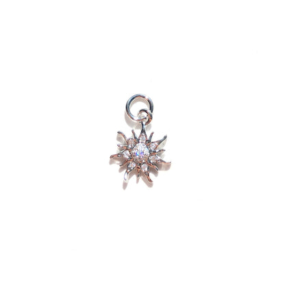 10pcs/lot 13*11mm Mini Size CZ Paved Sun Charms