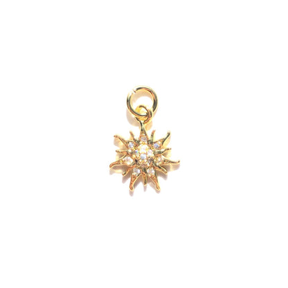 10pcs/lot 13*11mm Mini Size CZ Paved Sun Charms