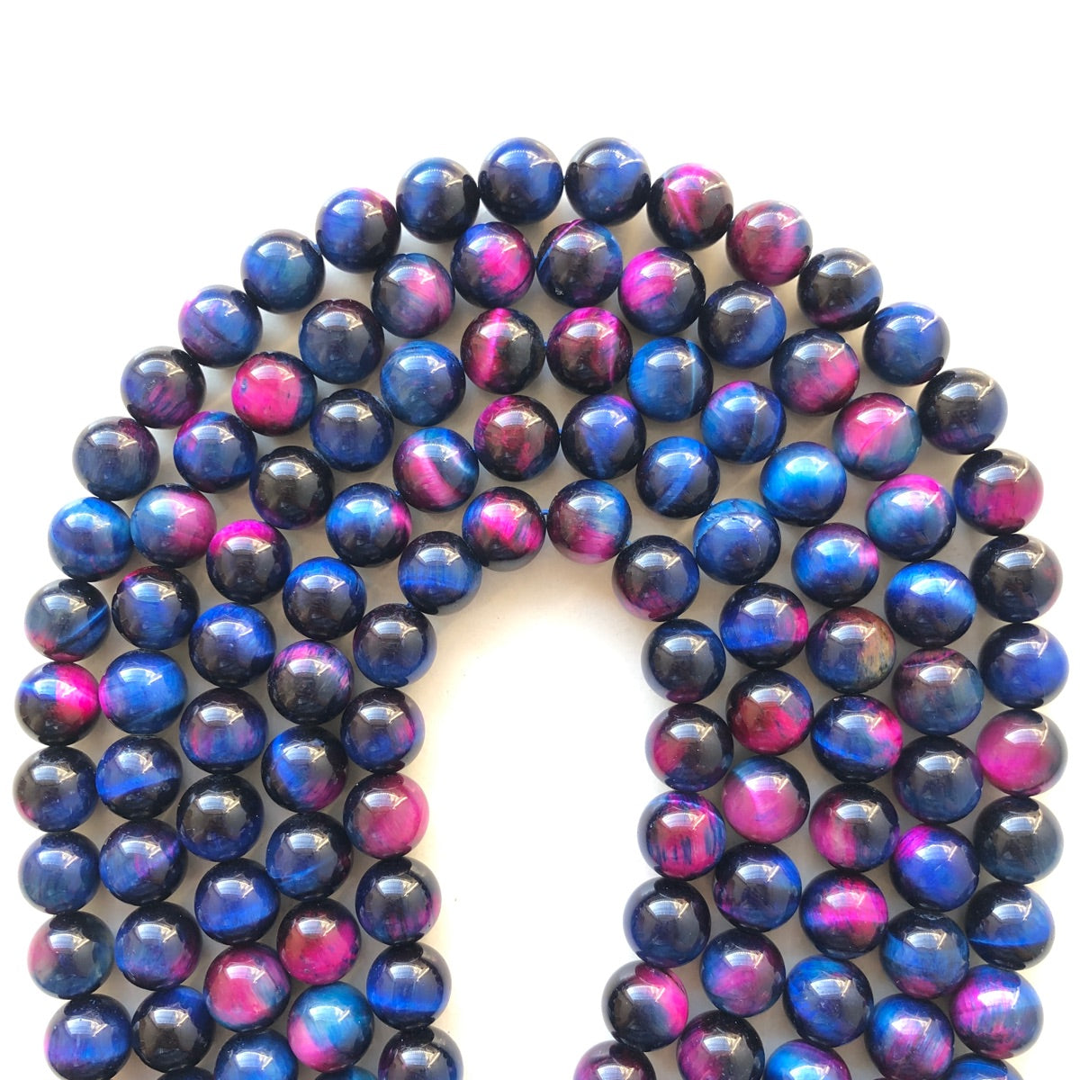 10mm Natural Blue Hot Pink Galaxy Tiger Eye Round Stone Beads Stone Beads New Beads Arrivals Tiger Eye Beads Charms Beads Beyond