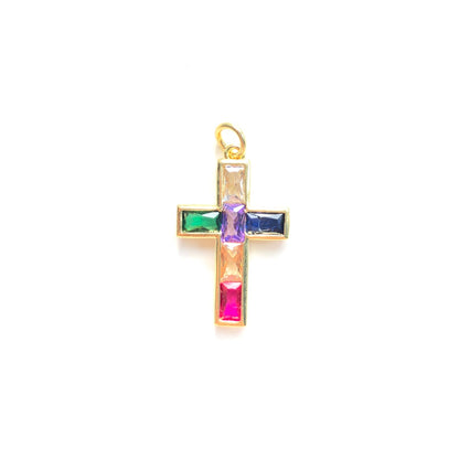 10pcs/lot Colorful CZ Pave Cross Charm Pendants