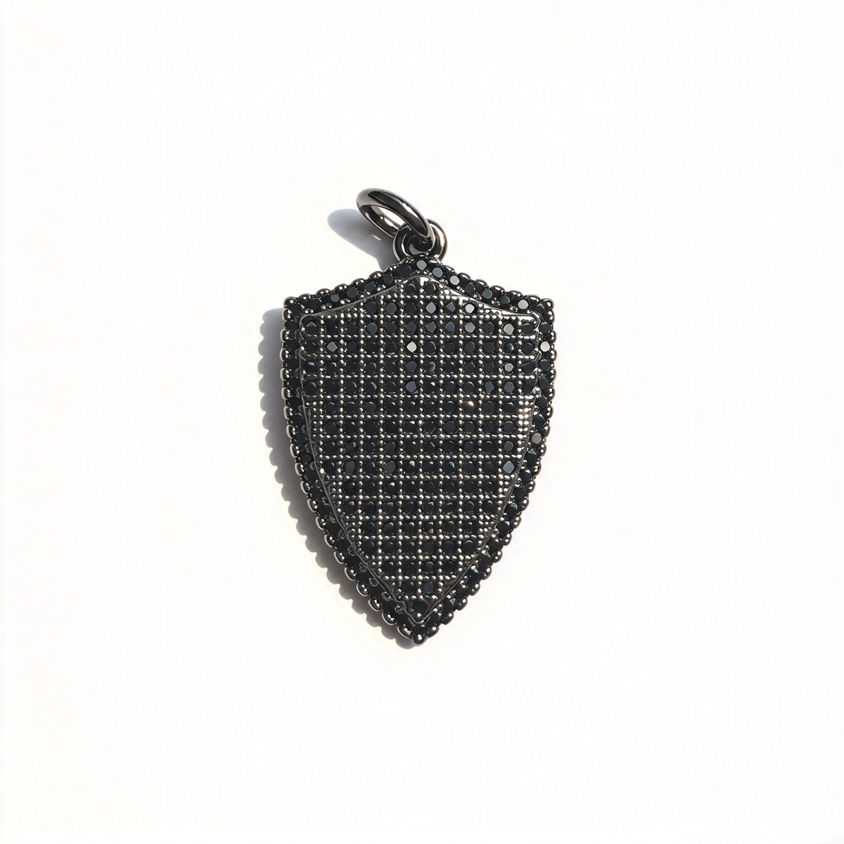 10pcs/lot 28.3*18.5mm CZ Paved Shield Charms Black on Black CZ Paved Charms Geometrics Large Sizes Charms Beads Beyond