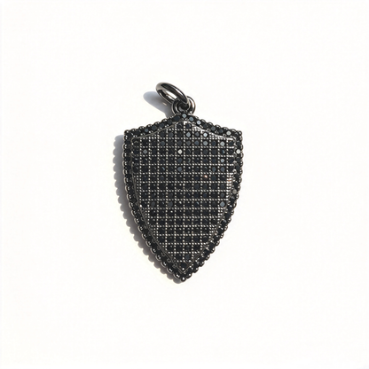 10pcs/lot 28.3*18.5mm CZ Paved Shield Charms Black on Black CZ Paved Charms Geometrics Large Sizes Charms Beads Beyond