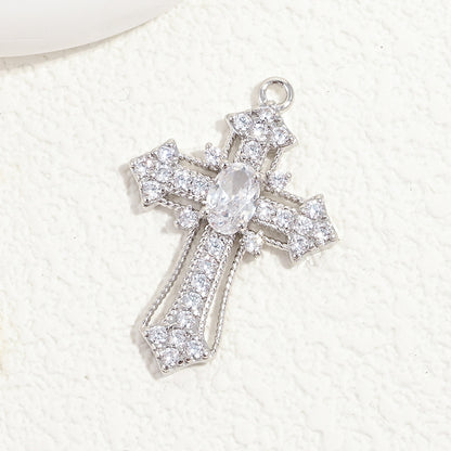 10pcs/lot Multicolor Clear CZ Paved Cross Charms Clear CZ-Silver CZ Paved Charms Crosses New Charms Arrivals Charms Beads Beyond