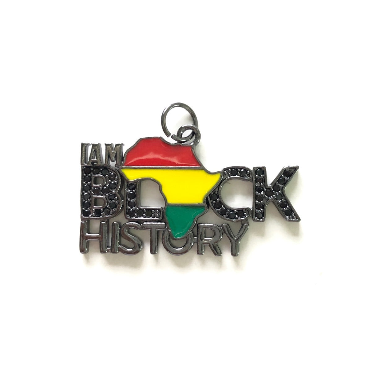 10pcs/lot CZ Pave I am Black History Word Charms for Juneteenth Awareness Black on Black CZ Paved Charms Juneteenth & Black History Month Awareness New Charms Arrivals Charms Beads Beyond