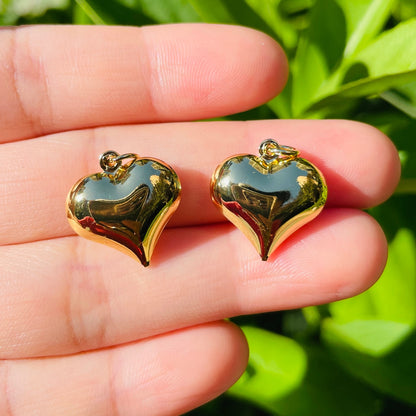 10pcs/lot 5 Size Gold-plated Copper 3D Heart Charms 17*16.4mm CZ Paved Charms Hearts New Charms Arrivals Charms Beads Beyond