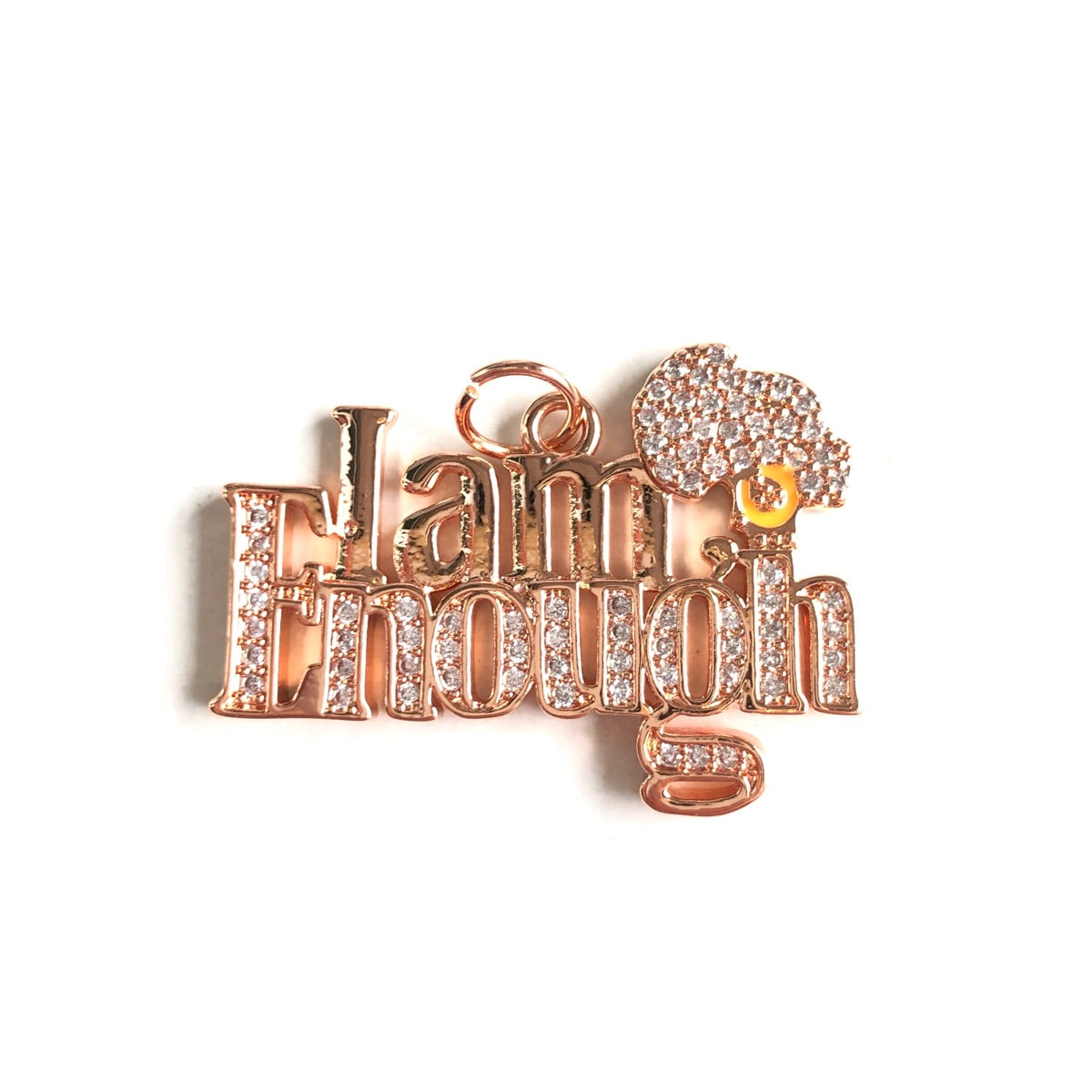 10pcs/lot CZ Paved I Am Enough Word Charms Rose Gold CZ Paved Charms New Charms Arrivals Words & Quotes Charms Beads Beyond