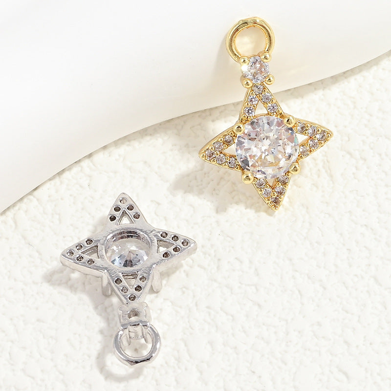 10pcs/lot Small Size Blue Pink Green Clear CZ Paved Star Charms Clear CZ-Mix Colors CZ Paved Charms Small Sizes Sun Moon Stars Charms Beads Beyond