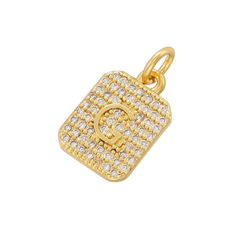 10-26pcs/lot 17*9.5mm CZ Square Initial Letter Alphabet Charms-Gold & Silver CZ Paved Charms Initials & Numbers New Charms Arrivals Charms Beads Beyond