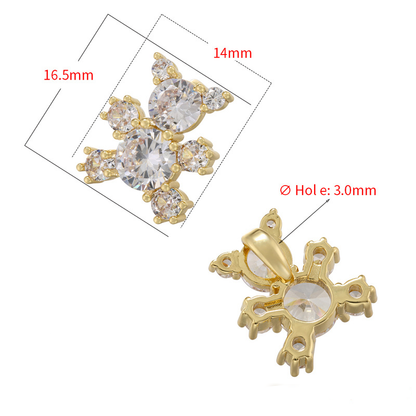 10pcs/lot Pearl Pave Gold Silver Cute Bear Charms CZ Paved Charms Animals & Insects Charms Beads Beyond