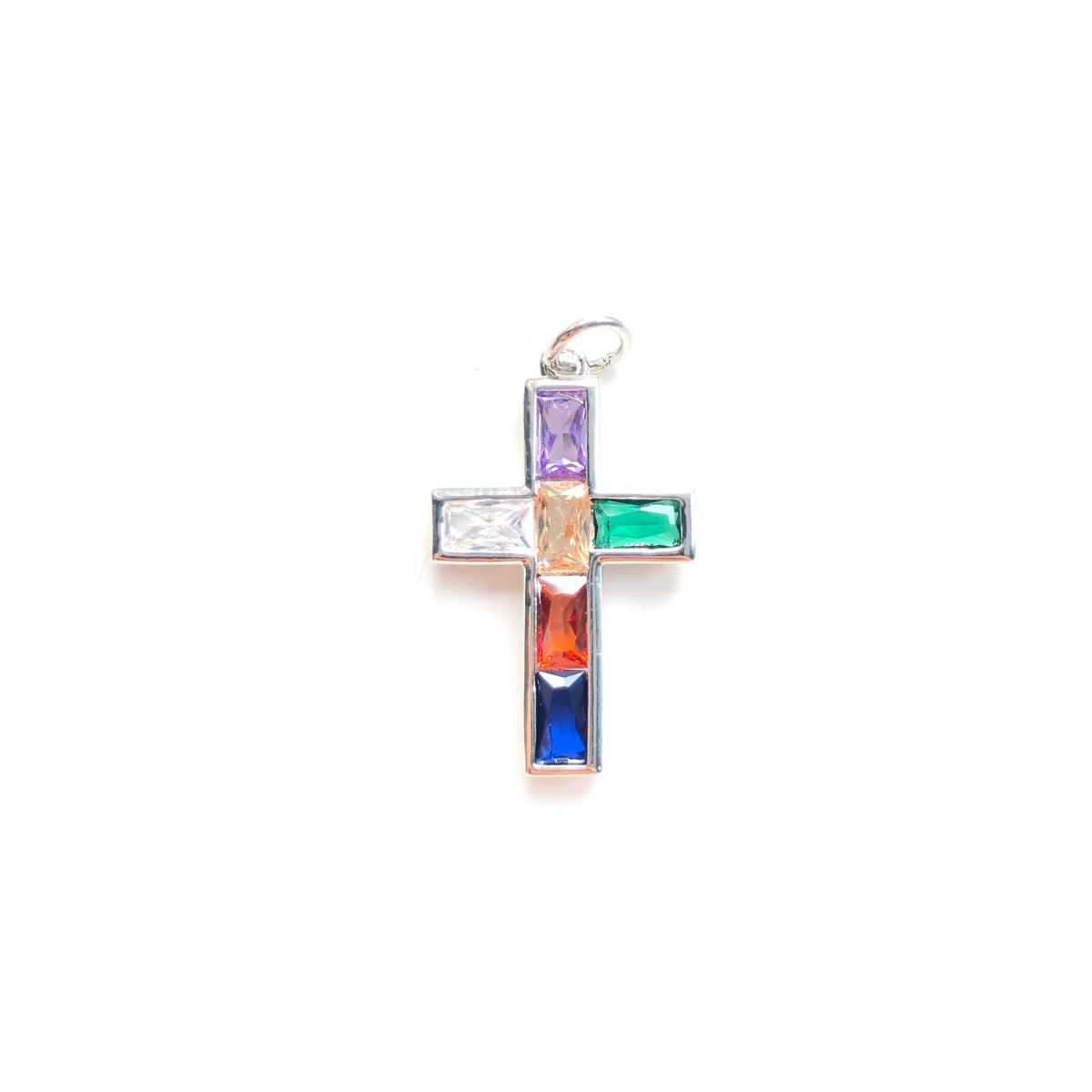 10pcs/lot Colorful CZ Pave Cross Charm Pendants