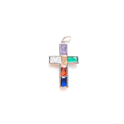 10pcs/lot Colorful CZ Pave Cross Charm Pendants