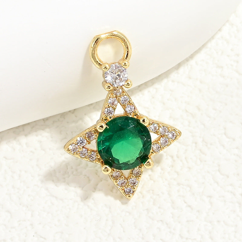 10pcs/lot Small Size Blue Pink Green Clear CZ Paved Star Charms Green CZ-Gold CZ Paved Charms Small Sizes Sun Moon Stars Charms Beads Beyond
