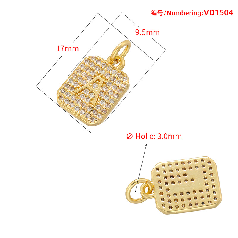 10-26pcs/lot 17*9.5mm CZ Square Initial Letter Alphabet Charms-Gold & Silver CZ Paved Charms Initials & Numbers New Charms Arrivals Charms Beads Beyond