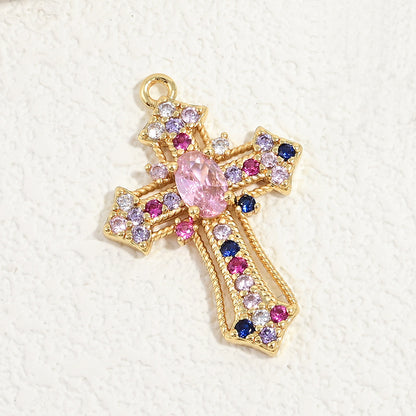 10pcs/lot Multicolor Clear CZ Paved Cross Charms Multicolor CZ-Gold CZ Paved Charms Crosses New Charms Arrivals Charms Beads Beyond