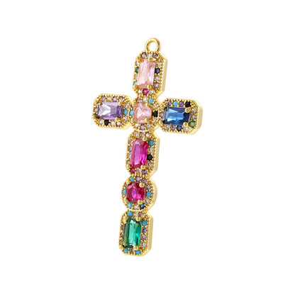10pcs/lot Multicolor Blue Clear CZ Paved Cross Charms Multicolor CZ-Gold CZ Paved Charms Crosses New Charms Arrivals Charms Beads Beyond