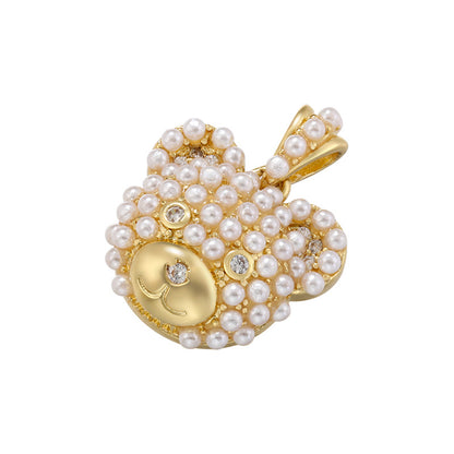 10pcs/lot Pearl Pave Gold Silver Cute Bear Charms Style 2 Gold CZ Paved Charms Animals & Insects Charms Beads Beyond