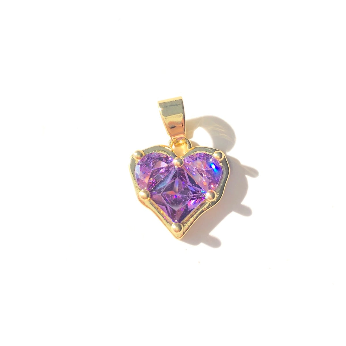 10pcs/lot 20*14mm Purple Pink Red Clear CZ Paved Heart Charms Purple on Gold CZ Paved Charms Hearts New Charms Arrivals Charms Beads Beyond