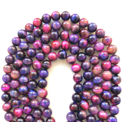 10mm Natural Purple Pink Galaxy Tiger Eye Round Stone Beads Stone Beads New Beads Arrivals Tiger Eye Beads Charms Beads Beyond