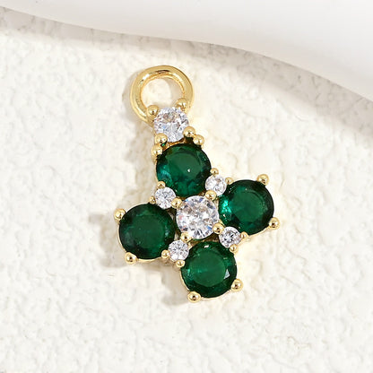 10pcs/lot Small Size Pink Green Clear CZ Paved Clover Flower Charms Green CZ-Gold CZ Paved Charms Flowers Small Sizes Charms Beads Beyond