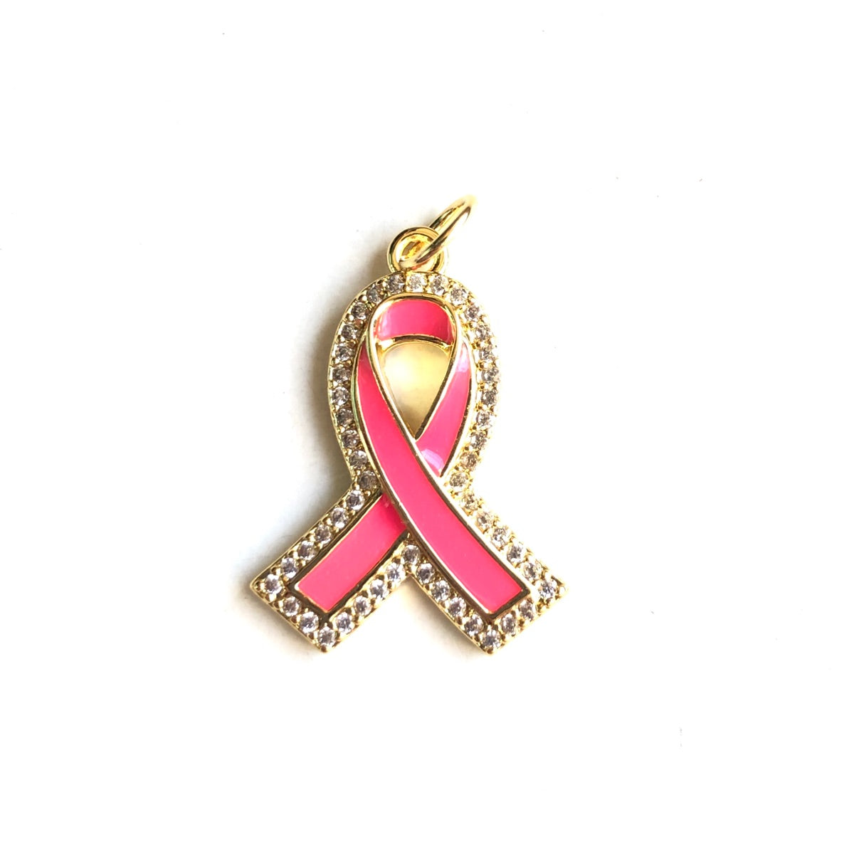 10pcs/lot CZ Paved Pink Blue Purple Ribbon Charms Pink Ribbon Gold CZ Paved Charms Breast Cancer Awareness New Charms Arrivals Charms Beads Beyond