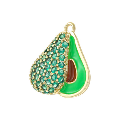 10pcs/lot Pink Green CZ Paved Peach Strawberry Avocado Fruit Charms Avocado-Gold CZ Paved Charms New Charms Arrivals Charms Beads Beyond